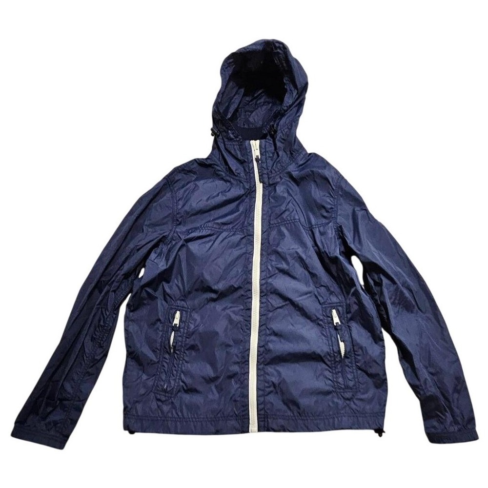 American Eagle Outfitters Mens Navy Blue Hooded Nylon Windbreaker Jacket Size‎ M